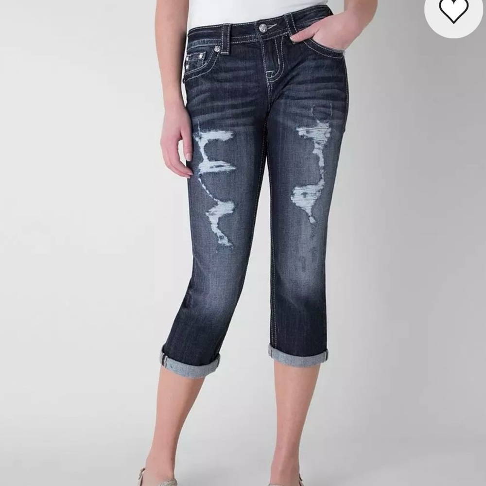 Miss Me Ankle Jeans with Classic Dark Wash Sz 34 mid rise cropped stretchy sz 34 - Picture 4 of 12